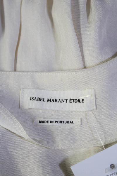 Isabel Marant Women's V-Neck Short Sleeves Silk Blouse Beige Size  36