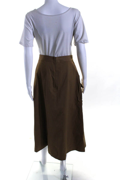 Pearl Women's  Button Down Pockets Flare Mindi Skirt Tan Size 0