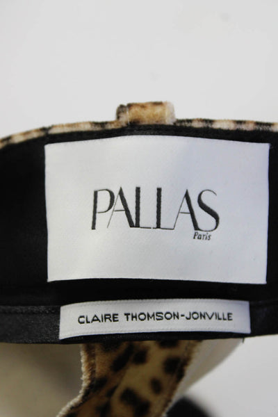 Pallas Womens Animal Print High Rise Pants Brown Black Cotton Size EUR 34