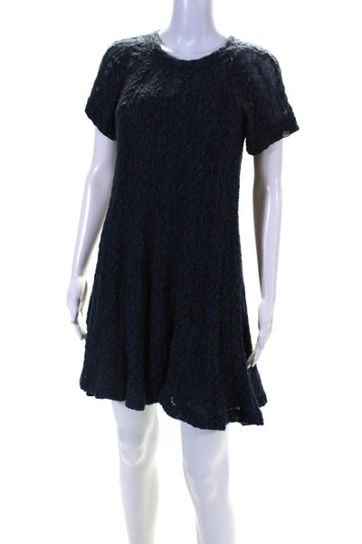 Chanel Womens Alpaca Short Sleeves Sweater Dress Blue Size EUR 36