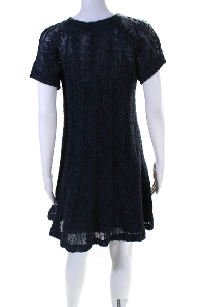 Chanel Womens Alpaca Short Sleeves Sweater Dress Blue Size EUR 36