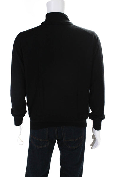 Cruciani Mens Thin Knit Pullover Turtleneck Sweater Black Cashmere Size IT 52
