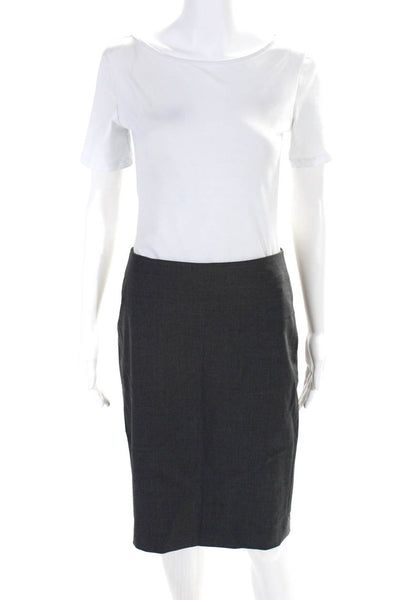 Theory Womens Knee Length Pencil Edition Skirt Gray Wool Size 2