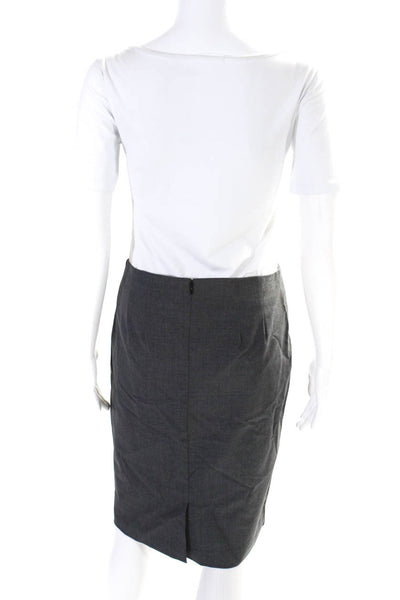 Theory Womens Knee Length Pencil Edition Skirt Gray Wool Size 2