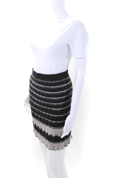 Missoni Womens Wool Striped Ribbed Elastic Slip-On Straight Skirt Gray Size 2