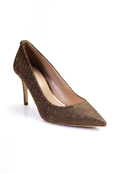 Michael Michael Kors Womens Glitter Print Point Toe Stiletto Heels Brown Size 7