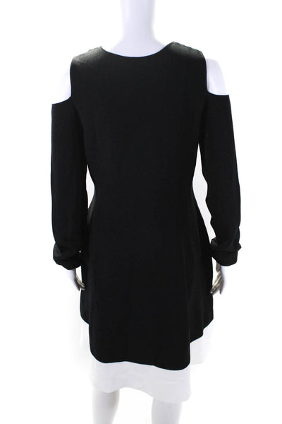 Eliza J Women's Round Neck Cold Shoulder Flare Mini Dress Black Size L