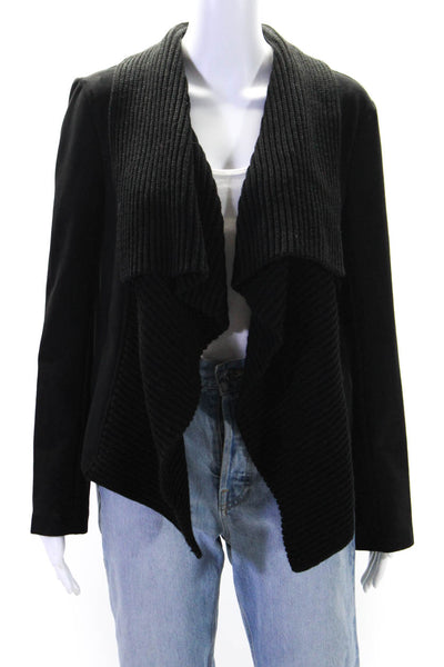 BB Dakota Womens Suede Knit Open Front Wrap Jacket Black Size Small