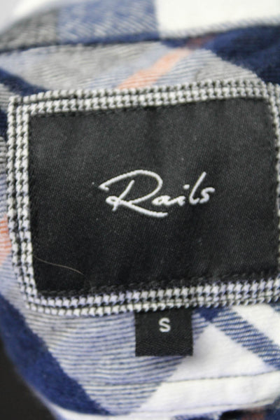 Rails Womens Plaid Button Down Shirt Blue Orange Cotton Size Small