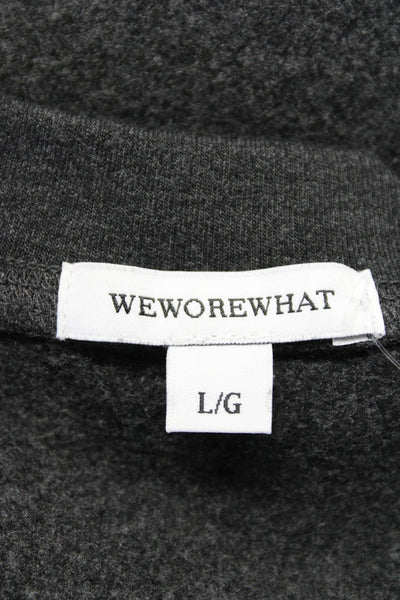 Weworewhat Womens Knit Crew Neck Long Sleeve Cropped Sweatshirt Top Gray Size L