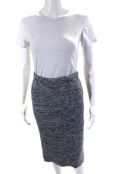 Theory Womens Ribbed Textured Elastic Waist Knitted Straight Skirt Gray Size S