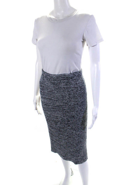 Theory Womens Ribbed Textured Elastic Waist Knitted Straight Skirt Gray Size S