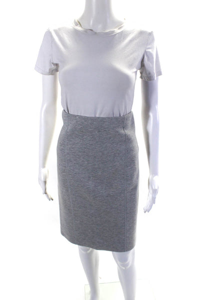 J Crew Womens Cotton Darted Back Zipped Midi Straight Skirt Gray Size XS