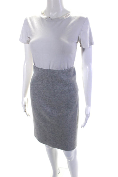 J Crew Womens Cotton Darted Back Zipped Midi Straight Skirt Gray Size XS