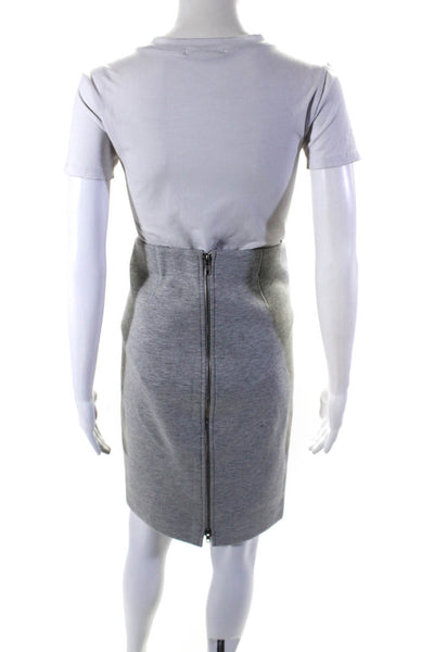 J Crew Womens Cotton Darted Back Zipped Midi Straight Skirt Gray Size XS