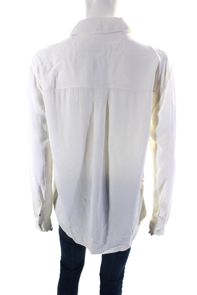 Set Womens Lace-Up Collared Long Sleeve Tied Pullover Blouse Top White Size 2