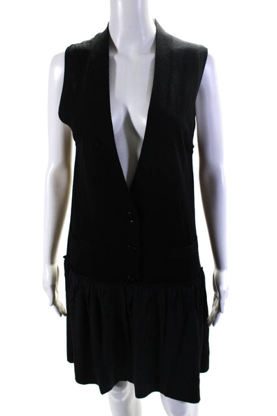 BCBGMAXAZRIA Women's V-Neck Sleeveless Drop Waist Mini Dress Black Size S