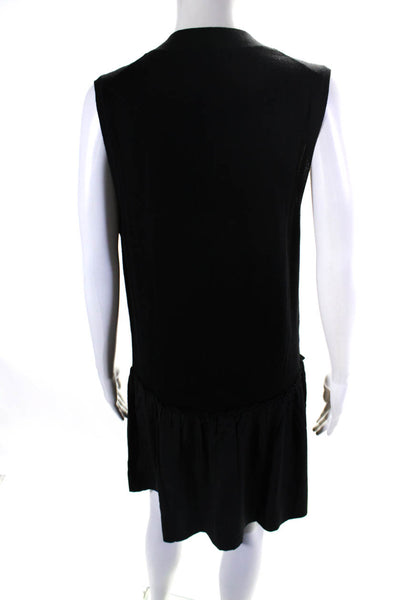 BCBGMAXAZRIA Women's V-Neck Sleeveless Drop Waist Mini Dress Black Size S