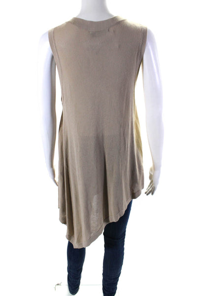 BCBGMAXAZRIA Women's V-Neck Sleeveless Asymmetrical Tunic Sweater Beige Size S