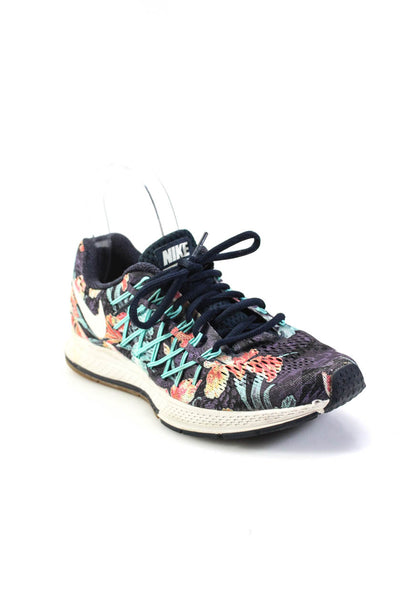 Nike Womens Lace Up Knit Floral Zoom Pegasus 32 Running Sneakers Blue Purple 7.5
