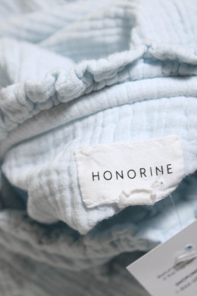 Honorine Women's Round Neck Short Sleeves Tiered Mini Dress Blue Size XS