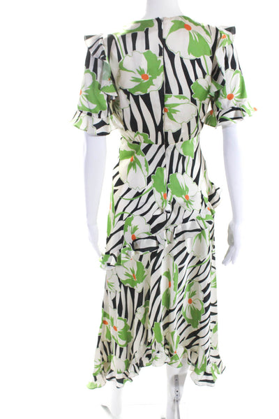 Jill Jill Stuart Womens V-Neck Sleeveless Cutout Ruffle Maxi Dress Floral Size 2