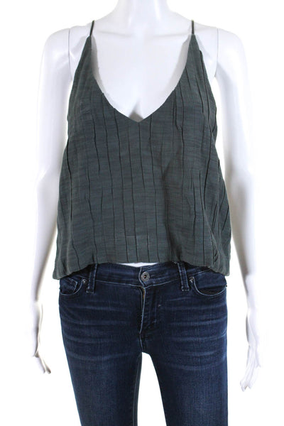 Creatures Of Comfort Womens Textured Woven V-Neck Tank Top Blouse Gray Size 6