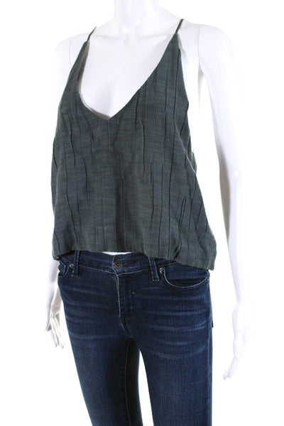 Creatures Of Comfort Womens Textured Woven V-Neck Tank Top Blouse Gray Size 6