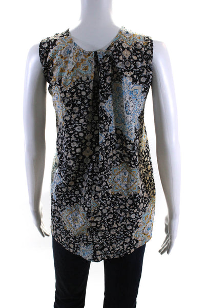 Sea Women's Round Neck Sleeveless High Low Hem Silk Floral Blouse Size 2