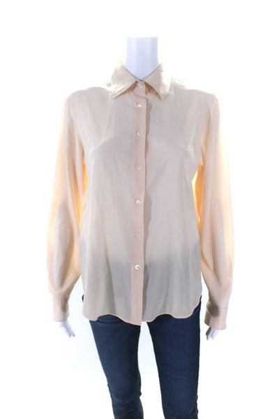 Giorgio Armani Womens Silk Button Down Long Sleeves Blouse Pink Size EUR 44