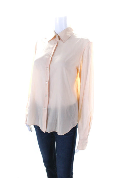 Giorgio Armani Womens Silk Button Down Long Sleeves Blouse Pink Size EUR 44