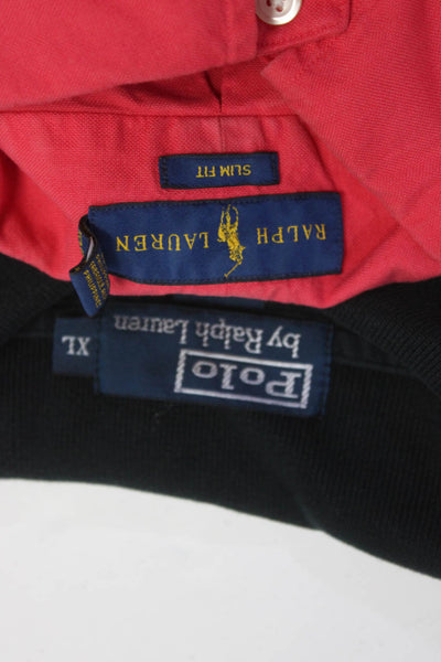 Polo Ralph Lauren Mens Polo Dress Shirt Red Black Size XL Lot 2