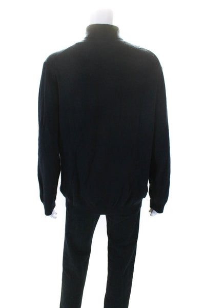 Joseph & Lyman Mens Turtleneck Pullover Sweater Navy Blue Cashmere Size XL