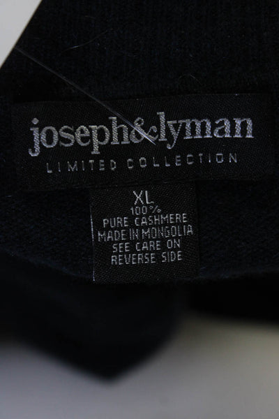 Joseph & Lyman Mens Turtleneck Pullover Sweater Navy Blue Cashmere Size XL