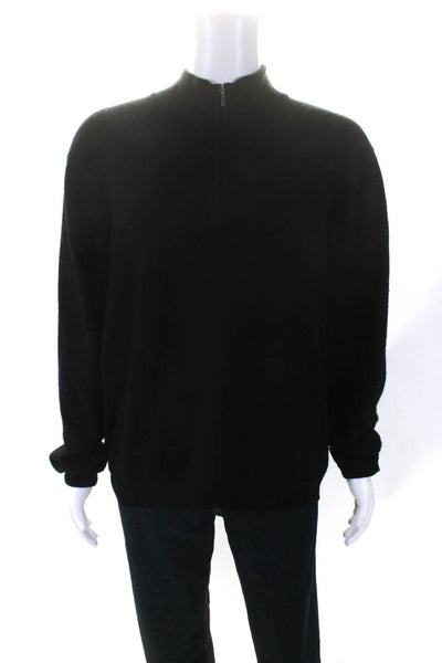 Joseph & Lyman Mens Quarter Zip Pullover Sweater Black Cashmere Size Extra Large