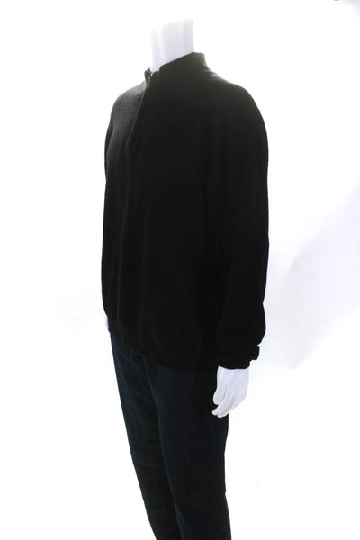 Joseph & Lyman Mens Quarter Zip Pullover Sweater Black Cashmere Size Extra Large
