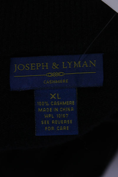 Joseph & Lyman Mens Quarter Zip Pullover Sweater Black Cashmere Size Extra Large