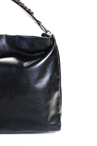 Jimmy Choo Womens Zipped Chained Strap Fringed Tassel Shoulder Handbag Black