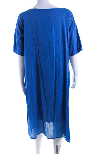 Pier Antonio Gaspari Womens Cotton Ruched Bubble Hem Midi Dress Blue Size EUR42