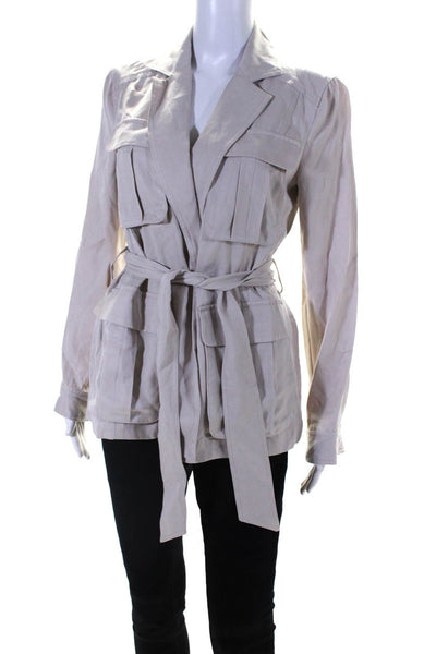 Intermix Womens Open Front Cargo Jacket Light Beige Size Petite