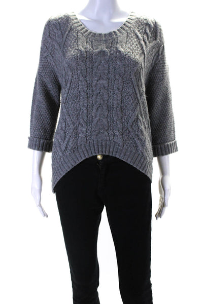 360 Sweater Womens Cable Knit Asymmetrical Sweater Gray Wool Size Extra Small