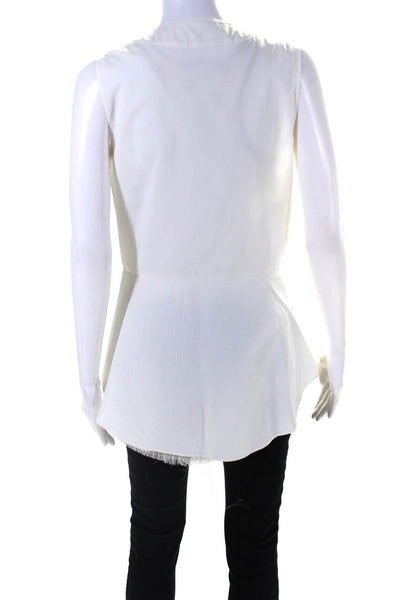 10 Crosby Derek Lam Womens Button Down Pleated Trim Tank Top White Cotton Size 4