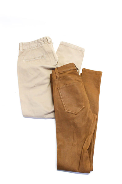 Current/Elliott Womens Leather Khaki Pants Brown Beige Size 24 23 Lot 2