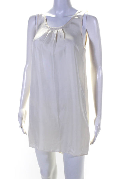 Wayf Womens Back Zip Sleeveless Scoop Neck Silk Mini Dress White Size 2