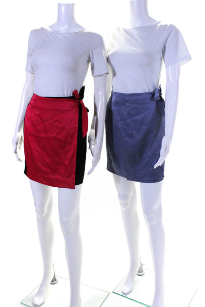 Kimberly Taylor Womens Colorblock Knee Length Wrap Skirt Black Red Size XS Lot 2