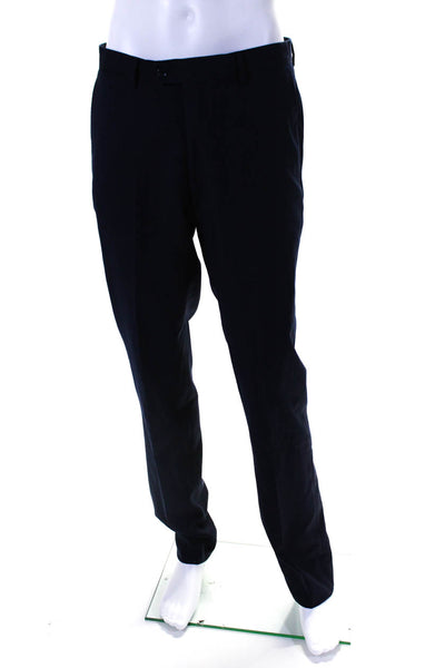 Trend Maxman Mens Wool Flat Front Hook & Eye Tapered Dress Pants Navy Size EUR34