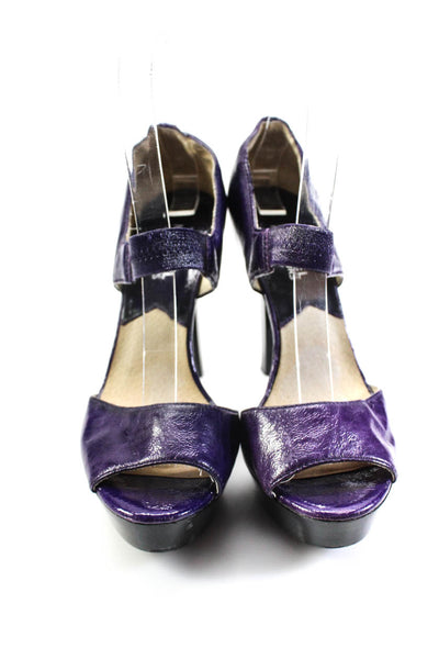 Michael Michael Kors Womens Platform Ankle Strap Sandals Purple Leather Size 6.5