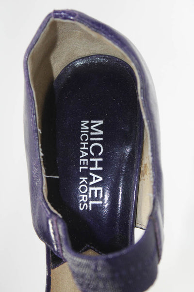 Michael Michael Kors Womens Platform Ankle Strap Sandals Purple Leather Size 6.5