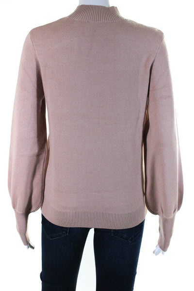 Elie Tahari Women's Mock Neck Long Sleeves Pullover Sweater Beige Size S