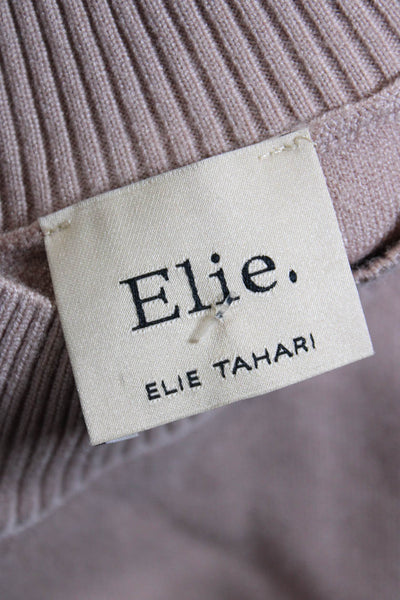 Elie Tahari Women's Mock Neck Long Sleeves Pullover Sweater Beige Size S